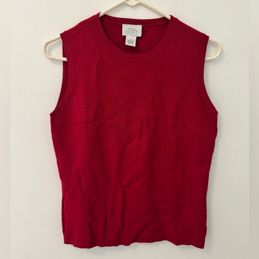 Ann Taylor Loft Women's Sleeveless Knit Tank Top Burgundy Red, Size Medium